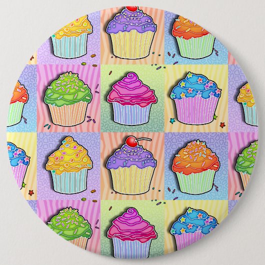 Pop Art CUPCAKES BUTTON (Voorkant)