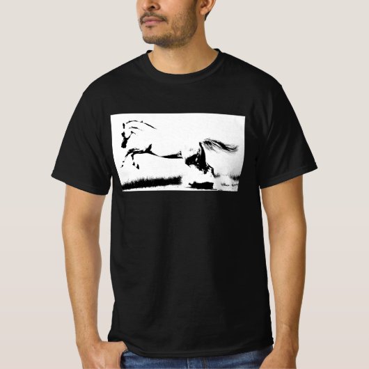Pop Art Curvet Paard Sjabloon Mannen Trendy Modern T-shirt (Voorkant)