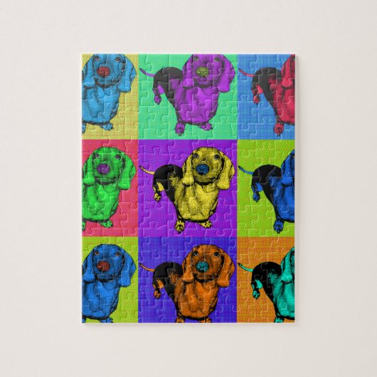 Pop Art Dachshund Panels Legpuzzel (Verticaal)