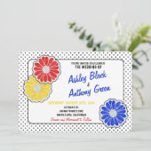 Pop Art Daisy Polka Dot Faire-part de mariage Déco (Debout devant)