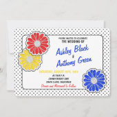 Pop Art Daisy Polka Dot Faire-part de mariage Déco (Devant)