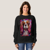 Pop Art Dog Cavalier King Charles Spaniel Valentin Trui (Voorkant volledig)