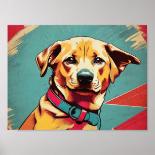 Pop Art Dog Foto - Moderne Retro Color Block Poste Poster