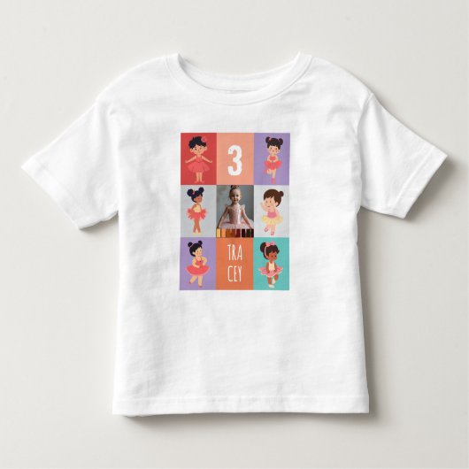 Pop Art dozen Cartoon Ballet 3e verjaardag foto Kinder Shirts (Voorkant)