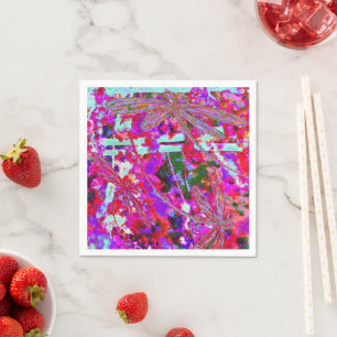 Pop Art Dragonflies op Roze Latte Mok Servet