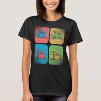 Pop Art Drum Set Drums Speler Drummer Muziek Drums T-shirt