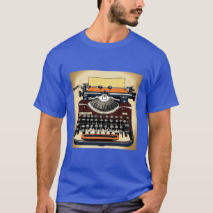 Pop art d'une machine à écrire vintage T-shirt ble