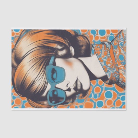 Pop Art: Een Groovy Hippy Chick Decoupage papier (Voorkant)