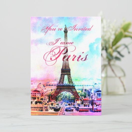 Pop Art Eiffeltoren Kaart (Staand voorkant)