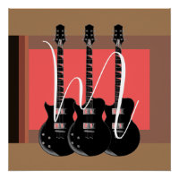 Pop Art Electric Guitar Monogram Initiaal