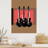 Pop Art Electric Guitar Monogram Initiaal Poster (Keuken)