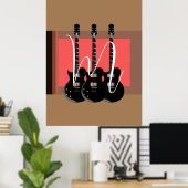 Pop Art Electric Guitar Monogram Initiaal Poster (Thuiskantoor)