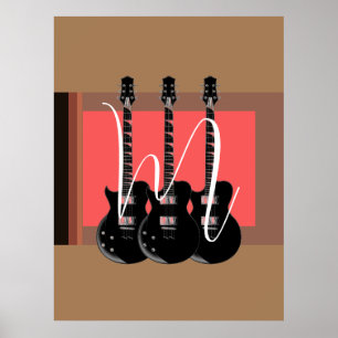 Pop Art Electric Guitar Monogram Initiaal Poster