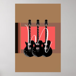 Pop Art Electric Guitar Monogram Initiaal Poster