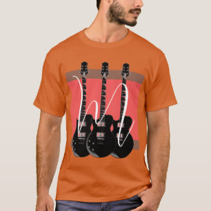 Pop Art Electric Guitar Oranje Monogram Initiaal T-shirt