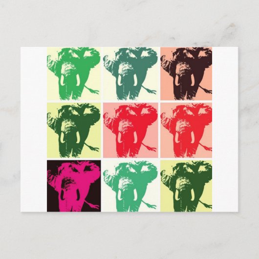 Pop Art Elephants Briefkaart (Voorkant)