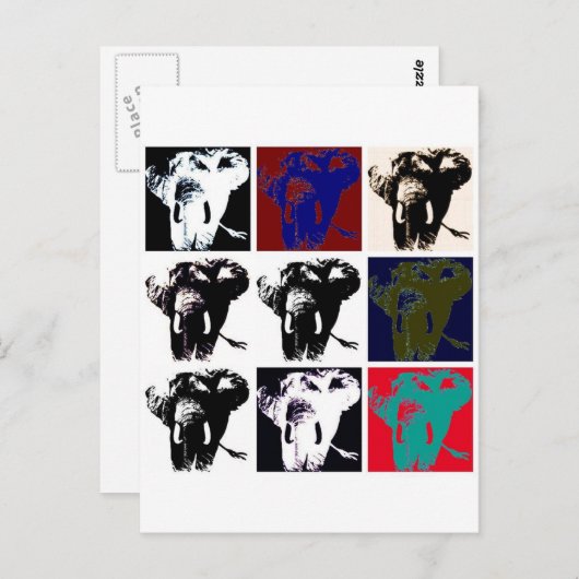 Pop Art Elephants Briefkaart (Voorkant / Achterkant)