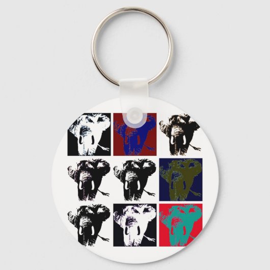 Pop Art Elephants Sleutelhanger (Voorkant)