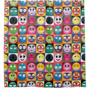 pop art emojis douchegordijn