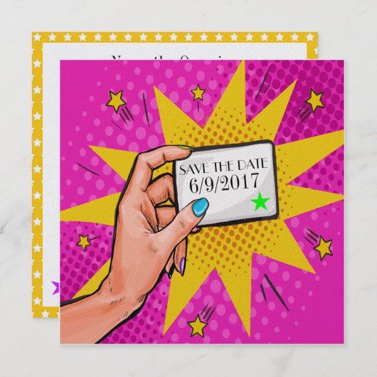 Pop Art Enregistrer la date Invitation (Devant / Derrière)