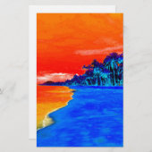 Pop Art Exotische Strand Palmboom Briefpapier (Voorkant / Achterkant)