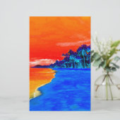 Pop Art Exotische Strand Palmboom Briefpapier (Staand voorkant)