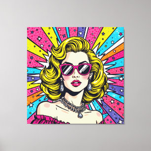 Pop Art Explosie - Retro Glamour Stripverhaal Canvas Afdruk