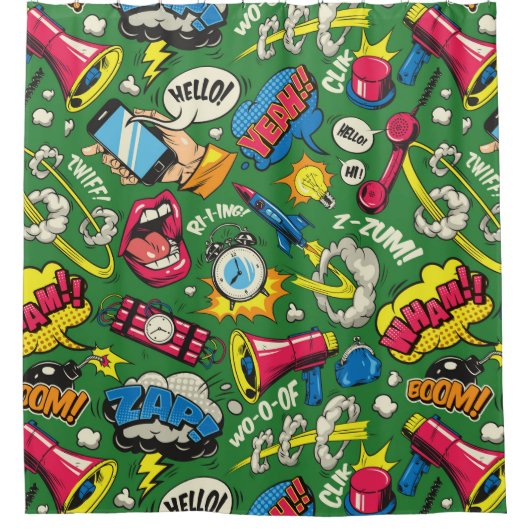 Pop Art Explosion Rétro Comic Douche rideau (Devant)