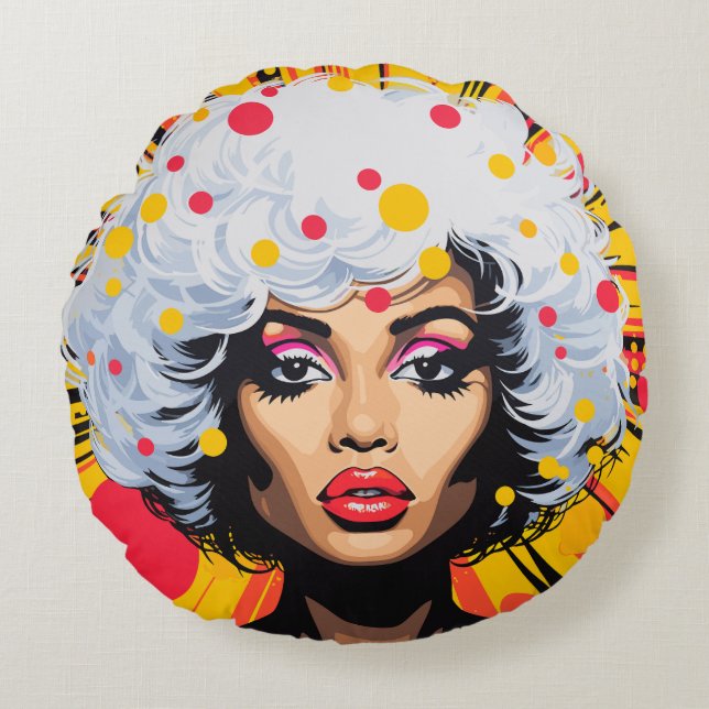 Pop Art Explosion Rond Kussen (Voorkant)