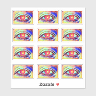 Pop Art Eyes als een vlam gebold Psychedelic Eye Sticker