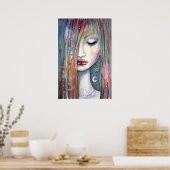 Pop Art Fantasy Woman Aslapen Poster (Keuken)