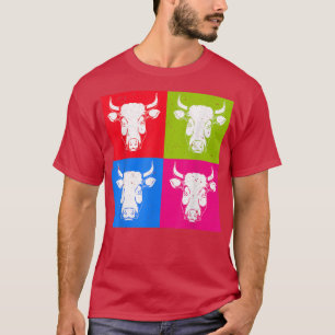 Pop Art Farm Animal Lover Farming Farmer Cow T-shirt