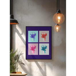 Pop Art Floral Quartet: Levendige tulpen in een va Poster