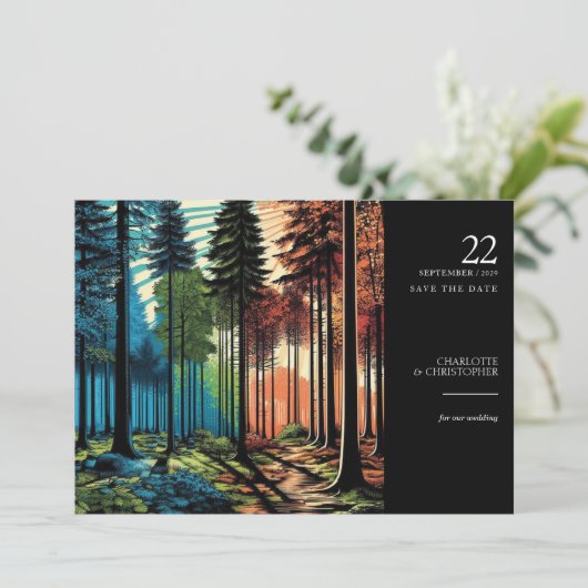 Pop Art Forest Save The Date (Staand voorkant)