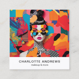 Pop Art Fotocollage Trendy Modern Vierkante Visitekaartje