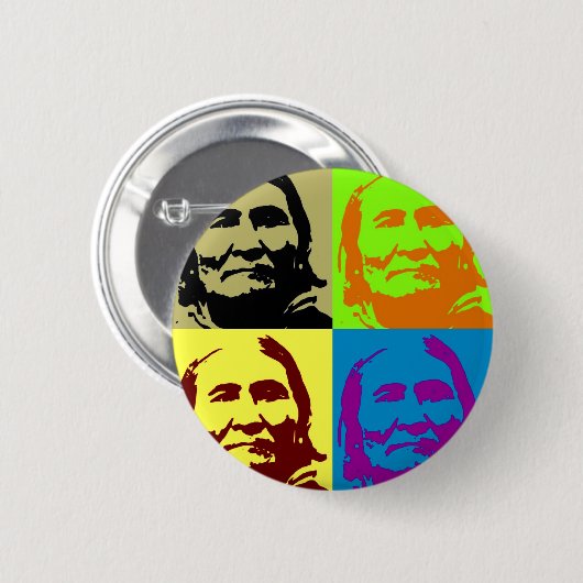 Pop Art Freedom Fighter Geronimo Ronde Button 5,7 Cm (Voorkant /achterkant)