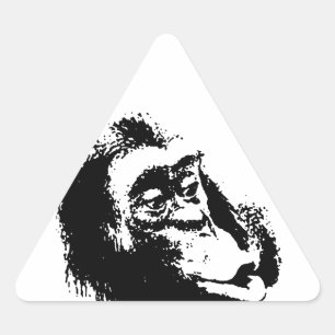 Pop Art Funny Chimpansee Driehoek Sticker