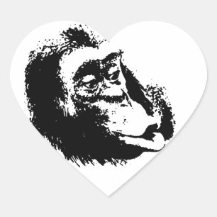 Pop Art Funny Chimpansee Hart Sticker