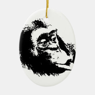 Pop Art Funny Chimpansee Keramisch Ornament
