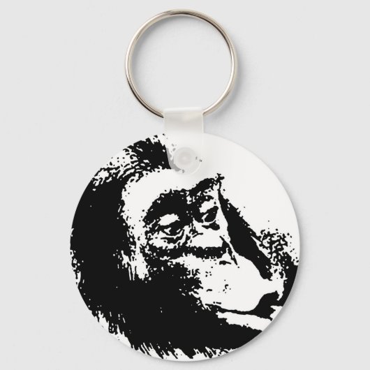 Pop Art Funny Chimpansee Sleutelhanger (Voorkant)