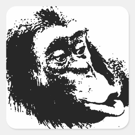 Pop Art Funny Chimpansee Vierkante Sticker (Voorkant)