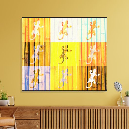 Pop Art Geckos - Wrapped Canvas Afdruk (Insitu (Woonkamer))