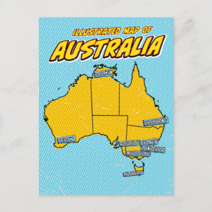 Pop Art Geïllustreerd Australië Feestdagenkaart