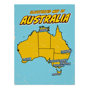 Pop Art Geïllustreerd Australië Perfect Poster