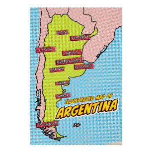 Pop Art geïllustreerde Argentinië Perfect Poster