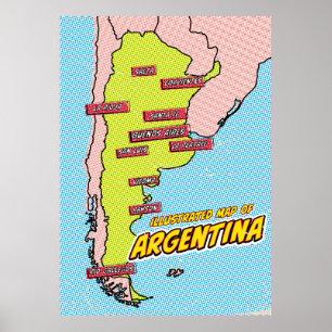 Pop Art geïllustreerde Argentinië Poster