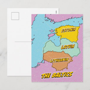 Pop Art geïllustreerde Baltische Staten kaart