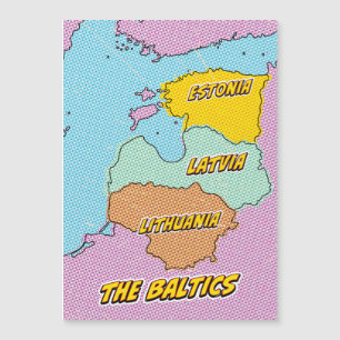 Pop Art geïllustreerde Baltische Staten kaart