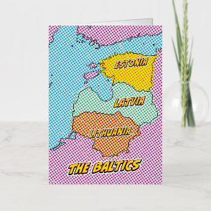 Pop Art geïllustreerde Baltische Staten kaart