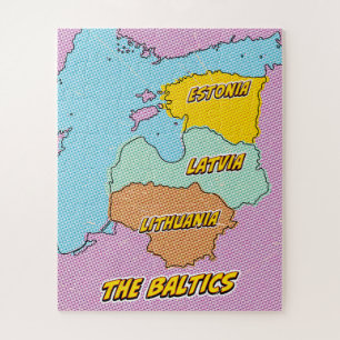 Pop Art geïllustreerde Baltische Staten kaart Legpuzzel
